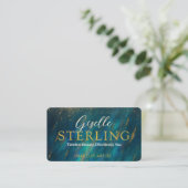Green Opal Glam Stone Script Modern QR Code Visitenkarte (Stehend Vorderseite)