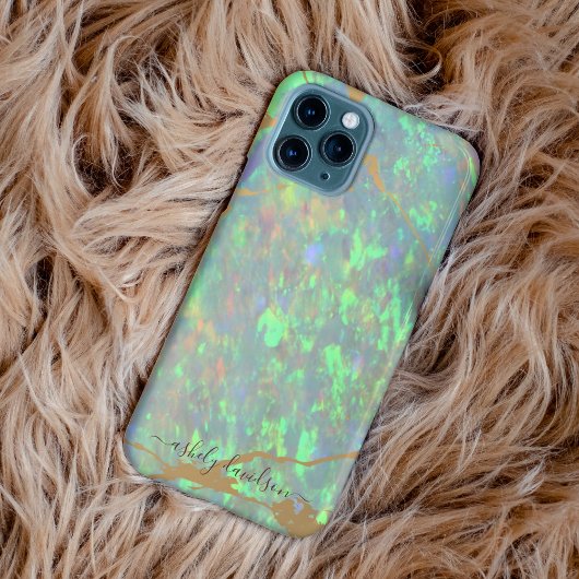 Green Opal Gold Marble Modern Glam iPhone Case iPhone Hülle