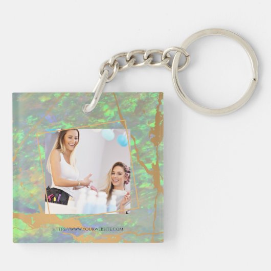 Green Opal Modern Glam Business Schlüsselanhänger (Rückseite)