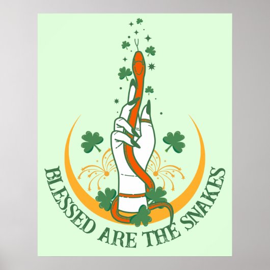 Green & Orangall All Snakes Day Kleeblatt Schlange Poster (Vorne)