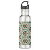 Green Orange And Blue Boho Chic Circle Pattern Edelstahlflasche (Vorderseite)