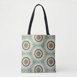 Green Orange And Blue Boho Chic Circle Pattern Tasche