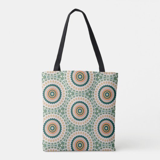 Green Orange And Blue Boho Chic Circle Pattern Tasche (Rückseite)