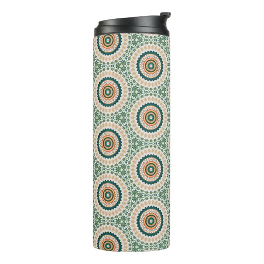 Green Orange And Blue Boho Chic Circle Pattern Thermosbecher (Nach links gedreht)