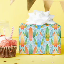 Green Orange & Blue Summer Surfboards Geschenkpapier