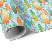Green Orange & Blue Summer Surfboards Geschenkpapier (Rolleneckpunkt)