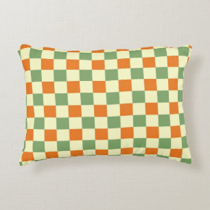 Green Orange Brown Checkered Gingham Pattern Dekokissen