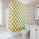 Green Orange Brown Checkered Gingham Pattern Duschvorhang (Beispiel)