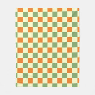 Green Orange Brown Checkered Gingham Pattern Fleecedecke