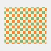 Green Orange Brown Checkered Gingham Pattern Fleecedecke (Vorderseite (Horizontal))