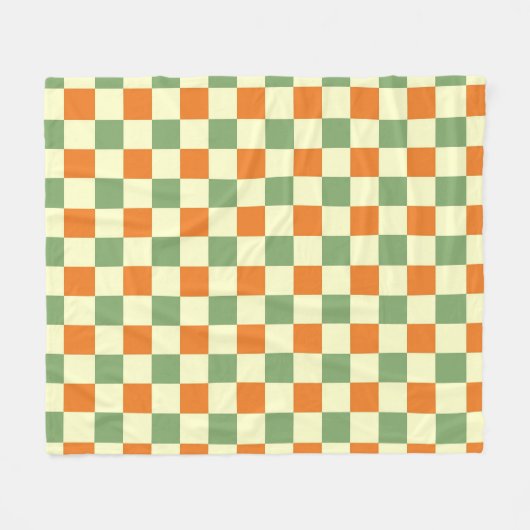Green Orange Brown Checkered Gingham Pattern Fleecedecke (Vorderseite (Horizontal))