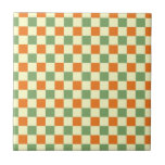Green Orange Brown Checkered Gingham Pattern Fliese<br><div class="desc">Green Orange Brown Checkered Gingham Pattern</div>