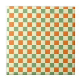 Green Orange Brown Checkered Gingham Pattern Fliese