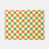 Green Orange Brown Checkered Gingham Pattern Fußmatte (Vorderseite)