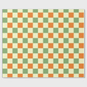 Green Orange Brown Checkered Gingham Pattern Geschenkpapier (Flach)