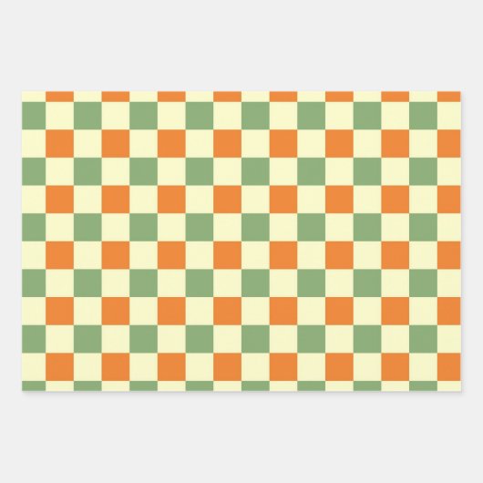 Green Orange Brown Checkered Gingham Pattern Geschenkpapier Set (Vorderseite 2)