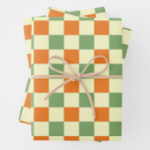 Green Orange Brown Checkered Gingham Pattern Geschenkpapier Set (Beispiel)