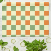 Green Orange Brown Checkered Gingham Pattern Geschirrtuch (Gefaltet)