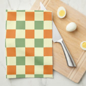 Green Orange Brown Checkered Gingham Pattern Geschirrtuch (Viertel Falte)