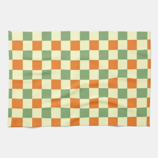 Green Orange Brown Checkered Gingham Pattern Geschirrtuch