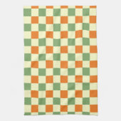 Green Orange Brown Checkered Gingham Pattern Geschirrtuch (Vertikal)
