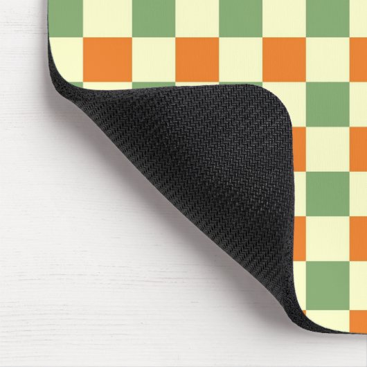 Green Orange Brown Checkered Gingham Pattern Mousepad (Ecke)