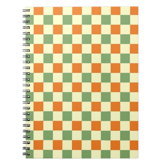 Green Orange Brown Checkered Gingham Pattern Notizblock (Vorderseite)