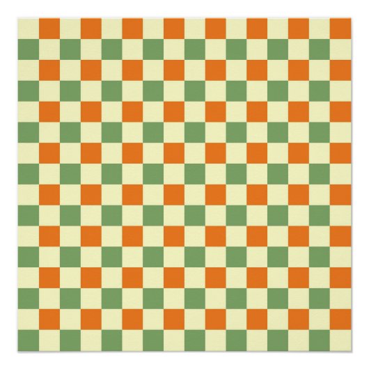 Green Orange Brown Checkered Gingham Pattern Poster (Vorderseite)