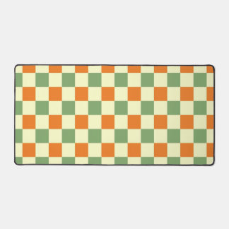 Green Orange Brown Checkered Gingham Pattern Schreibtischunterlage