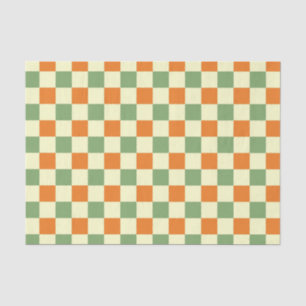 Green Orange Brown Checkered Gingham Pattern Seidenpapier