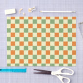 Green Orange Brown Checkered Gingham Pattern Seidenpapier (Handwerk)