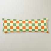 Green Orange Brown Checkered Gingham Pattern Seitenschläferkissen (Rückseite)