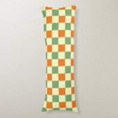 Green Orange Brown Checkered Gingham Pattern Seitenschläferkissen (Vorderseite Vertikal)