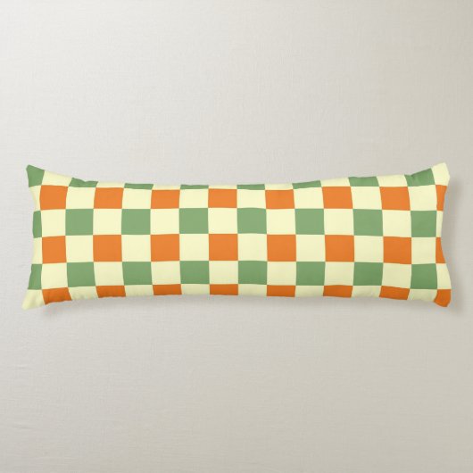 Green Orange Brown Checkered Gingham Pattern Seitenschläferkissen (Vorderseite)