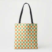 Green Orange Brown Checkered Gingham Pattern Tasche (Vorderseite)