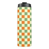 Green Orange Brown Checkered Gingham Pattern Thermosbecher (Vorderseite)