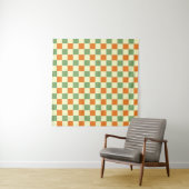 Green Orange Brown Checkered Gingham Pattern Wandteppich (Beispiel (Horizontal))