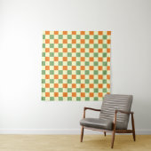 Green Orange Brown Checkered Gingham Pattern Wandteppich (Beispiel)