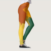 Green Orange Brown Modern Geometric Pattern Leggings (Rechts)