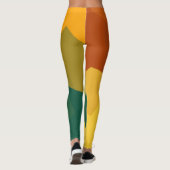 Green Orange Brown Modern Geometric Pattern Leggings (Rückseite)