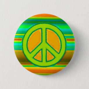 Green Orange Fraktal & Peace Sign Button