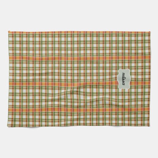 Green Orange Gingham Geschirrtuch (Horizontal)