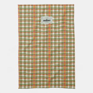 Green Orange Gingham Geschirrtuch