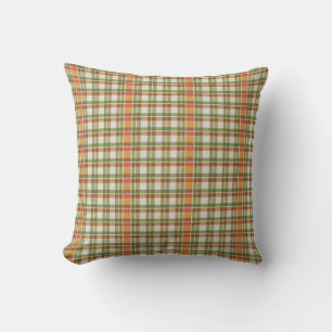 Green Orange Gingham Kissen