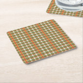 Green Orange Gingham Rechteckiger Pappuntersetzer (angewinkelt)