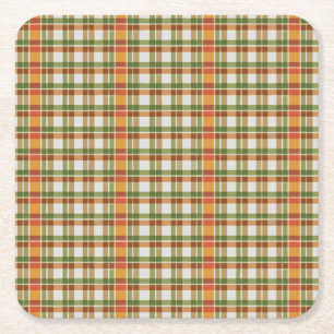 Green Orange Gingham Rechteckiger Pappuntersetzer