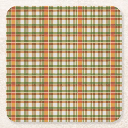 Green Orange Gingham Rechteckiger Pappuntersetzer (Vorderseite)