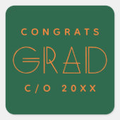 Green Orange Grad Typography Graduation Sticker (Vorderseite)