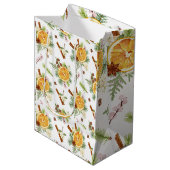 Green Orange Joyful Weihnachtsgeschenk Mittlere Geschenktüte (Vorderseite Schrägansicht)