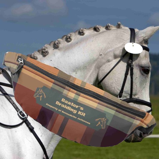 Green Orange Kariert Horse Mane Schwanz Braiding Bauchtasche